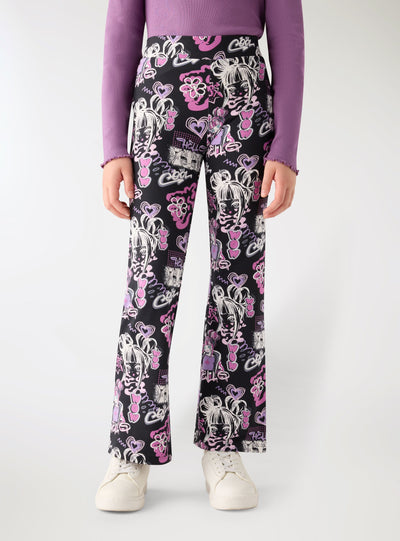 Leggings lunghi a zampa con stampa