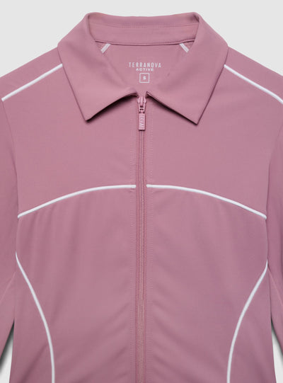 Felpa sportiva con zip e profili a contrasto