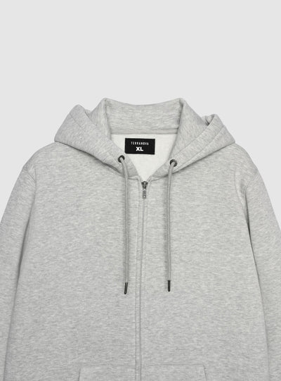 Felpa con cappuccio e zip a tinta unita