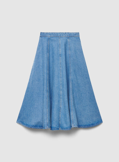 Gonna lunga svasata in denim