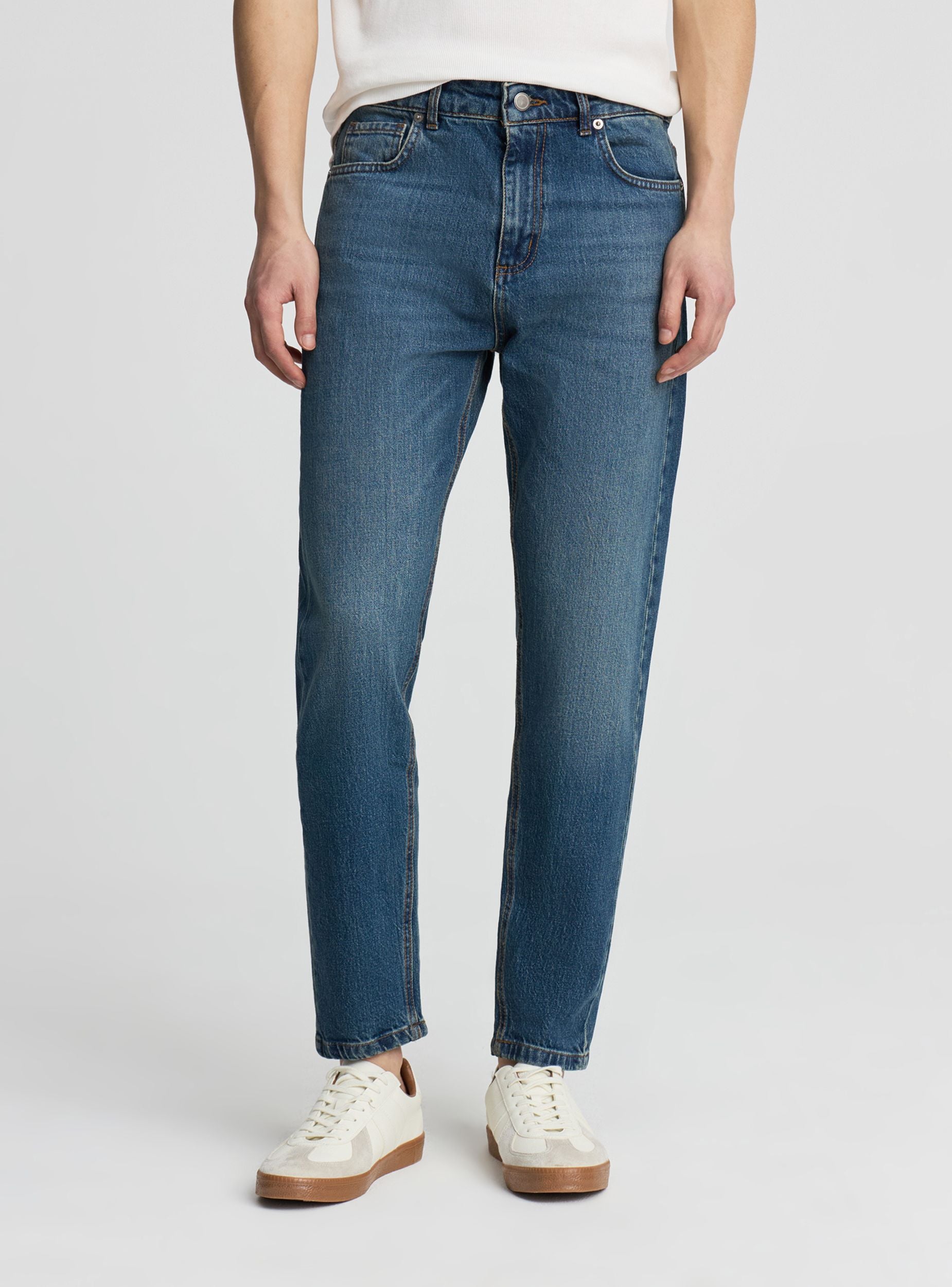 Jeans slim tapered a tinta unita Blu denim chiaro SAB0089000001S350 ...