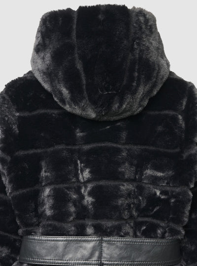 Cappotto con cappuccio e cintura