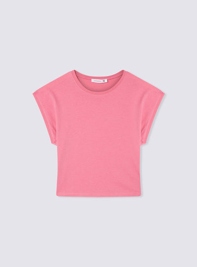 Camiseta crop con mangas con solapa
