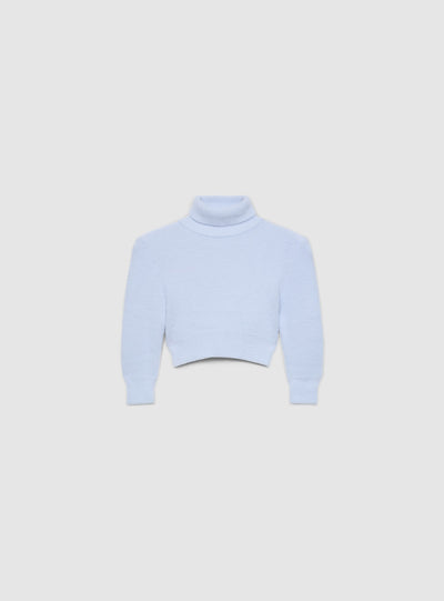 Maglia crop dolcevita a tinta unita