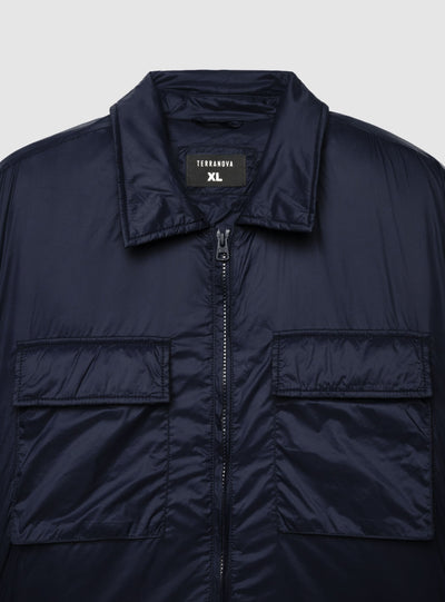 Giacca camicia imbottita con zip e tasche con patta