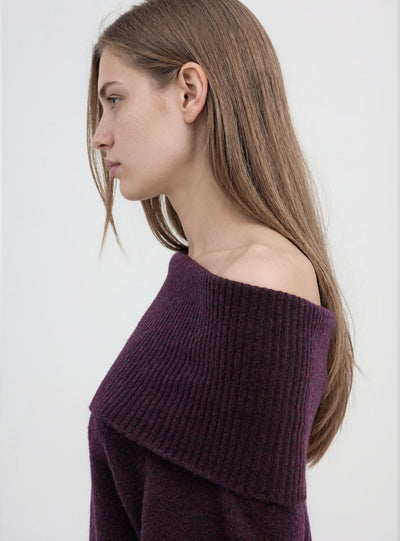 Camiseta de cuello amplio lisa