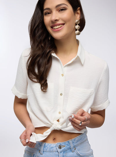 Camicia crop con nodo