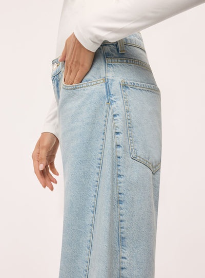 Jeans barrel a tinta unita