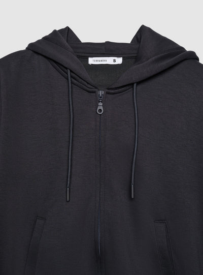 Felpa con cappuccio e zip a maniche balloon