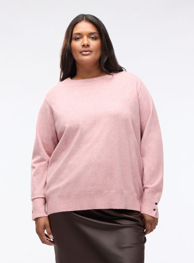 Plain-colour jumper with buttons at the cuffs