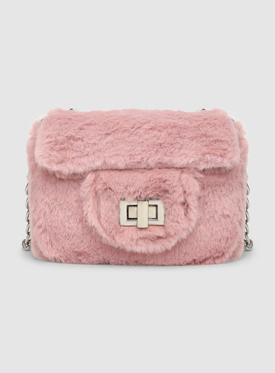 Synthetic fur shoulder bag