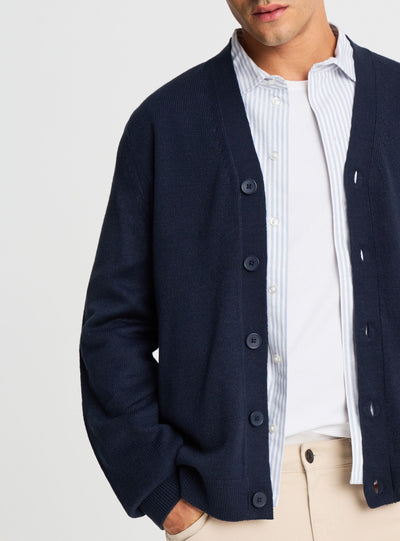 Solid colour button-up cardigan