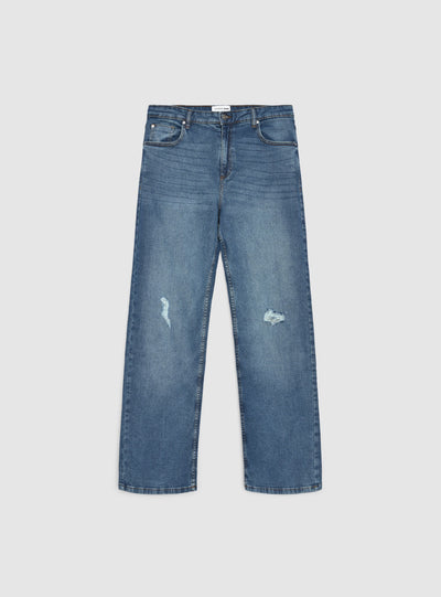 Jeans regular straight con strappi