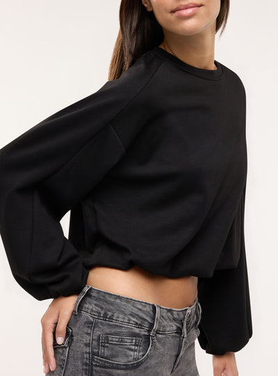 Felpa crop con maniche a palloncino