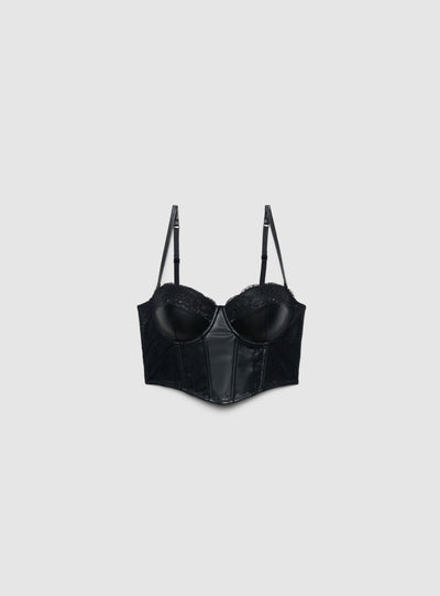 Corsetto in similpelle dettagli pizzo