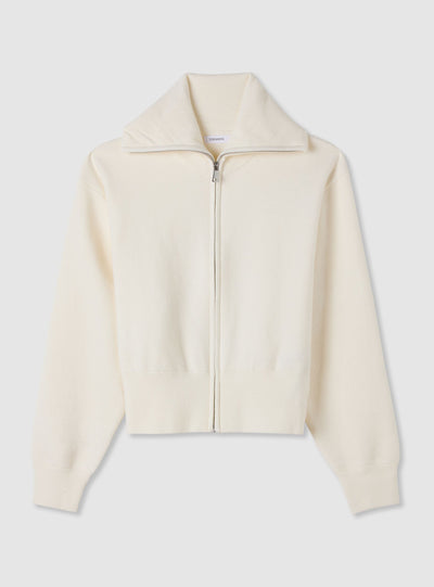 Cardigan con cremallera y cuello amplio