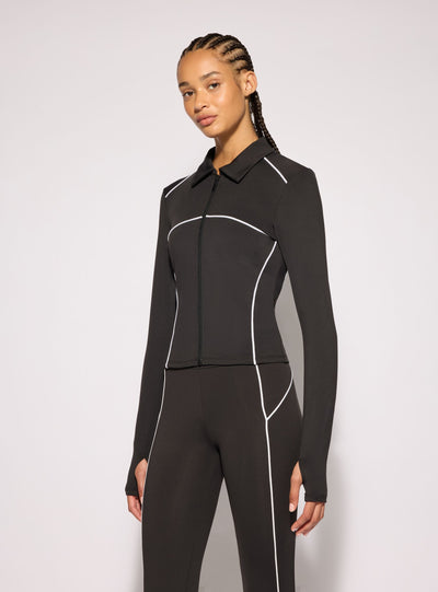 Felpa sportiva con zip e profili a contrasto