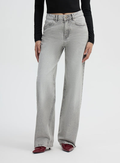 Jeans wide leg a tinta unita
