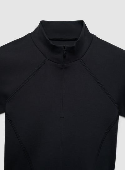 T-shirt sportiva con mezza zip a tinta unita