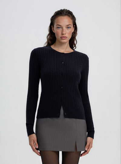 Cable-knit cardigan with buttons