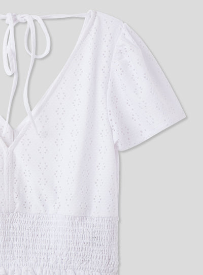 Blusa crop in sangallo
