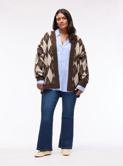 Cardigan a rombi aperto