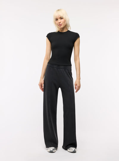 Pantaloni tuta wide leg a tinta unita