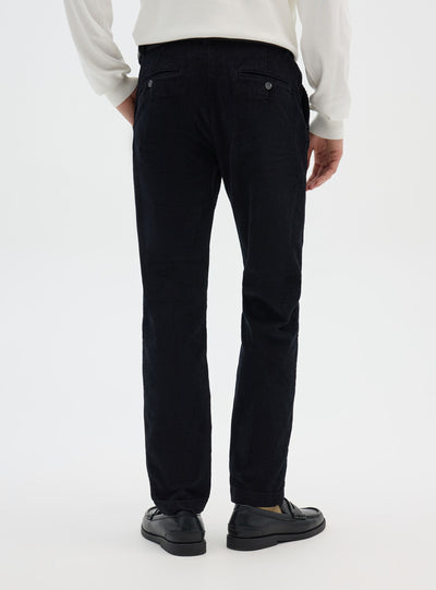 Chino trousers with ribbed velvet elastic waistband