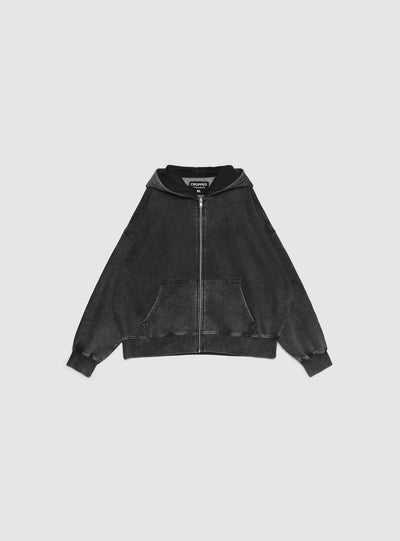Felpa crop con zip e cappuccio