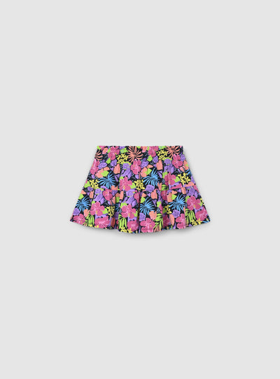 Multicoloured patterned skirt with ruching