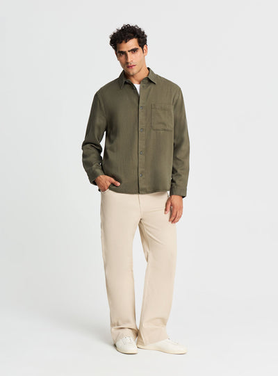 Camicia twill cotone con taschino
