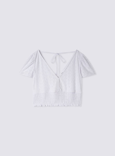 Blusa crop in sangallo