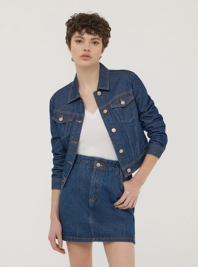 Giubbino di jeans scuro con tasche