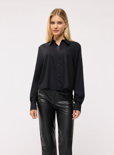 Camicia crop a tinta unita