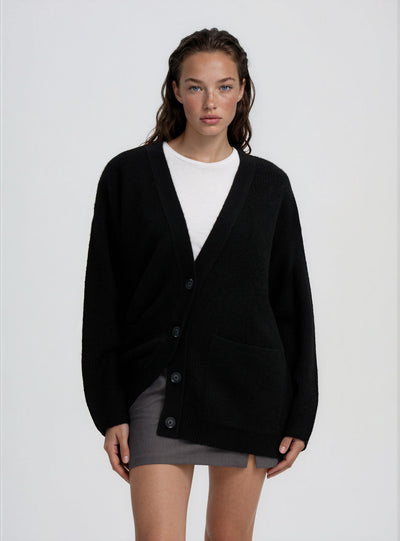 Cardigan con scollo a V e tasche applicate