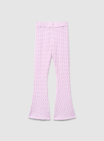 Pantaloni a zampa in maglia a trecce