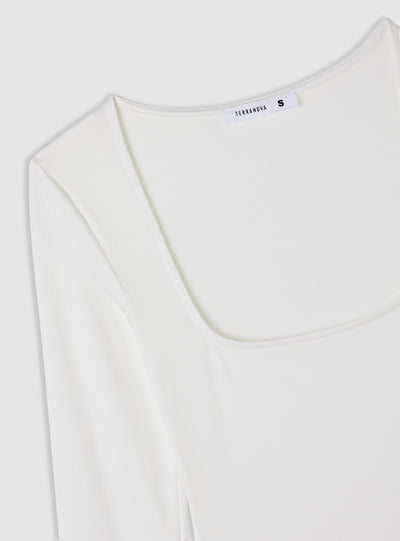 Solid-colour bodysuit with square neckline