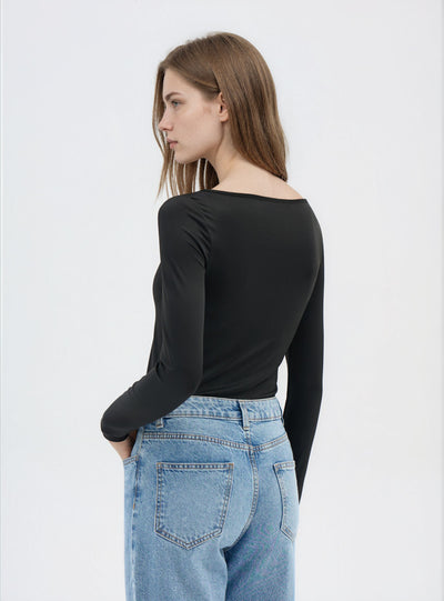 T-shirt a maniche lunghe con pizzo
