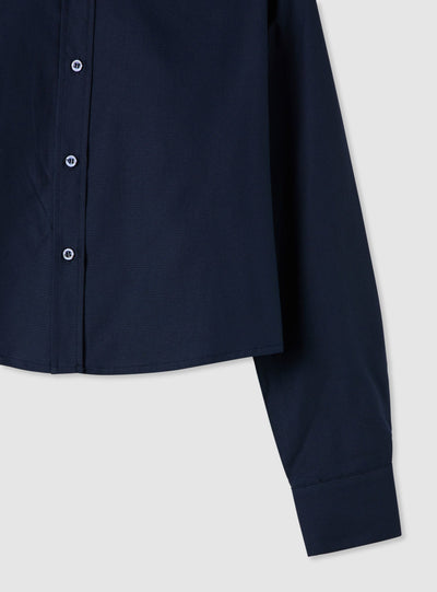 Camicia crop oxford a tinta unita