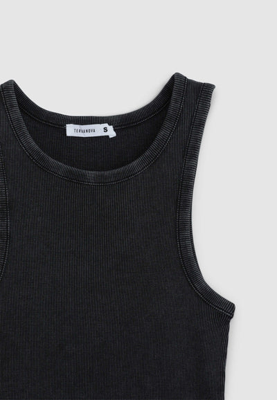 Canotta vogatore a costine garment-dyed
