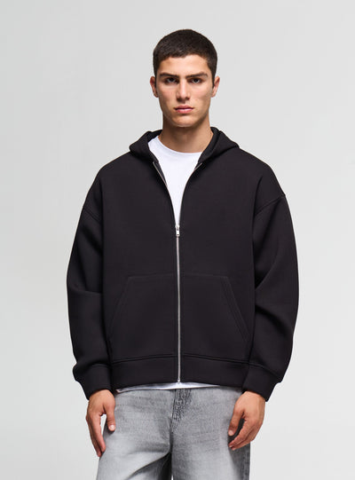 Felpa boxy con zip e cappuccio