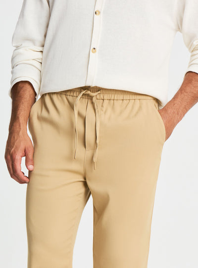 Pantaloni straight tinta unita con coulisse
