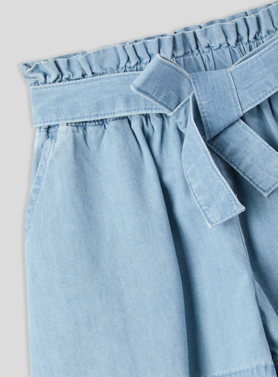 Shorts chambray chiari con fusciacca