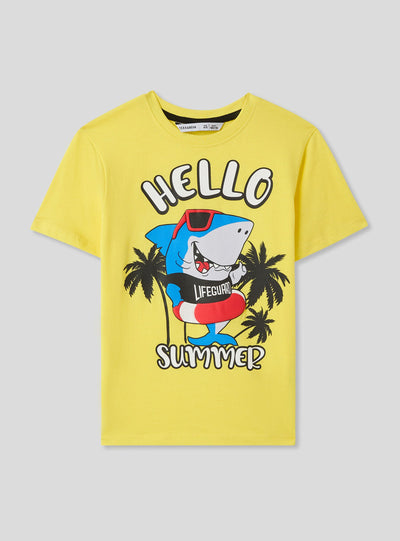 T-shirt con stampa squalo