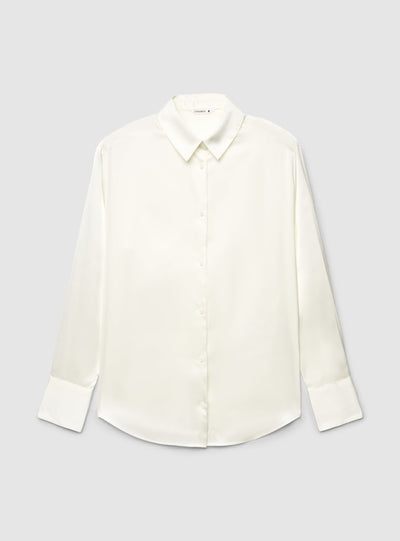 Camicia ampia in satin a tinta unita