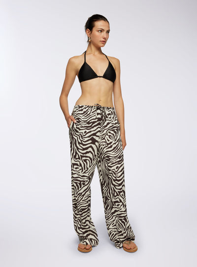 Pantaloni wide leg zebrati in viscosa