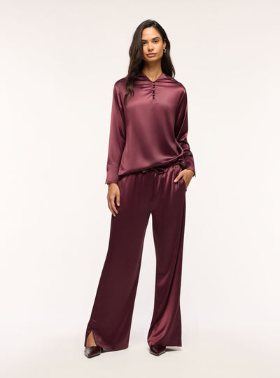Pantaloni lunghi in satin con coulisse