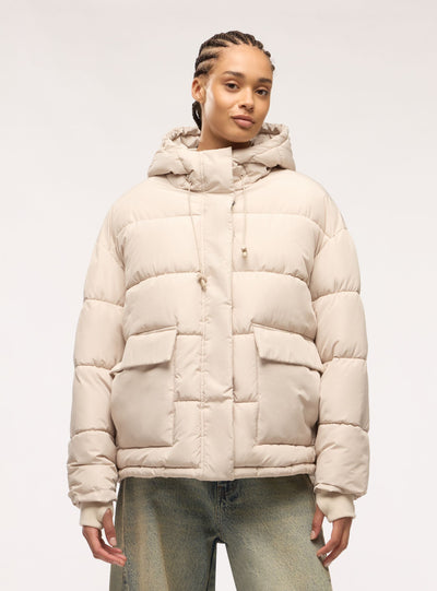 Giubbotto imbottito oversize con cappuccio