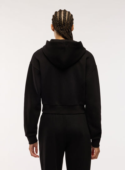 Felpa crop con zip e cappuccio
