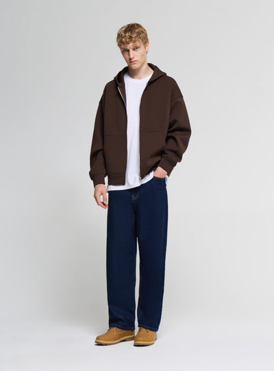 Felpa boxy con zip e cappuccio